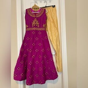 Elegant Pink and Yellow Kids Dress